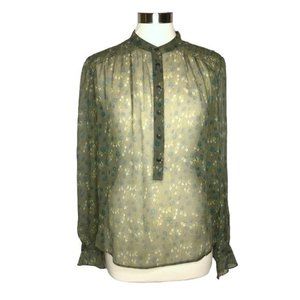 Rag & Bone L Susan floral silk blouse olive multi